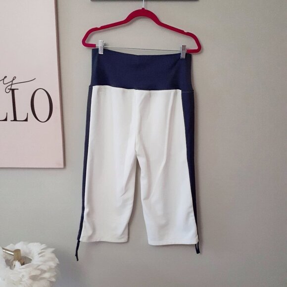 Preloved Puma white & contrasting blue grey wide leg cropped trackpants, L - Picture 5 of 12